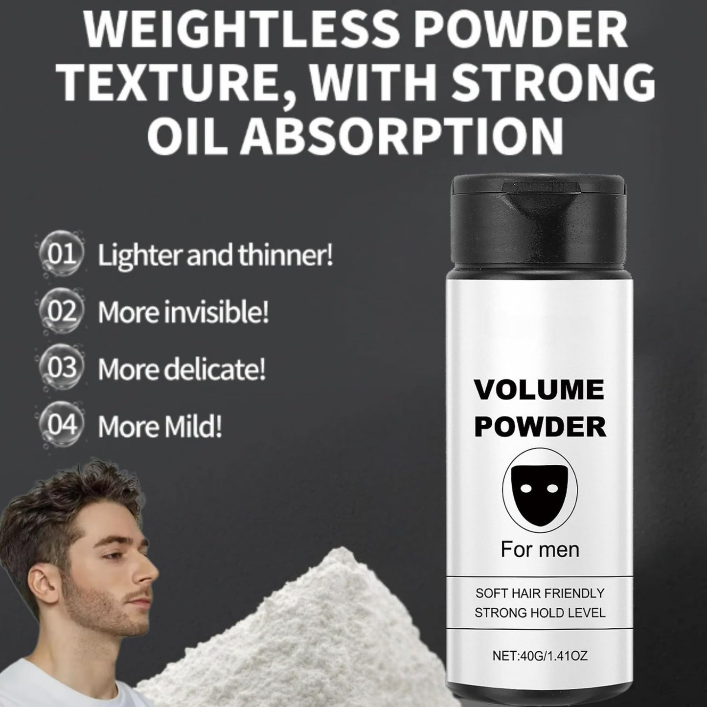 PLVNNZ Texture Powder,Hair Texture Powder,Based Texture Powder,Volume Powder for Men,Hair Styling Powder with Natural Ingredients, Adds Texture & Volume Instantly, Strong Hold 40g