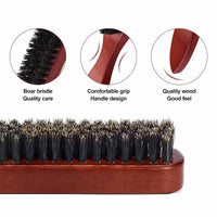 Generic Slick Back Boar Bristle Brush, Reddish-brown Round Hair & Beard Smoothing Tool for Afro Wet Curly Damaged, Gentle Grooming Brush Reducing Breakage