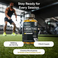 WeightWorld Creatine Gummies for Women & Men - 5000mg - Sugar-Free - 90 Gummies - Natural Lemon Flavour - Vegan-Friendly Creatine Monohydrate Supplement - 1 Month Supply - Non-GMO & Gluten-Free