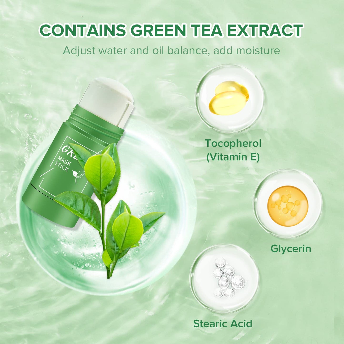 HZZYJ 2 Pack Green Tea Cleansing Mask Stick,Blackhead Remover Mask Stick,Purifying Clay Stick,Anti-Acne Oil Control & Clean Pores for All Skin Types Women and Men
