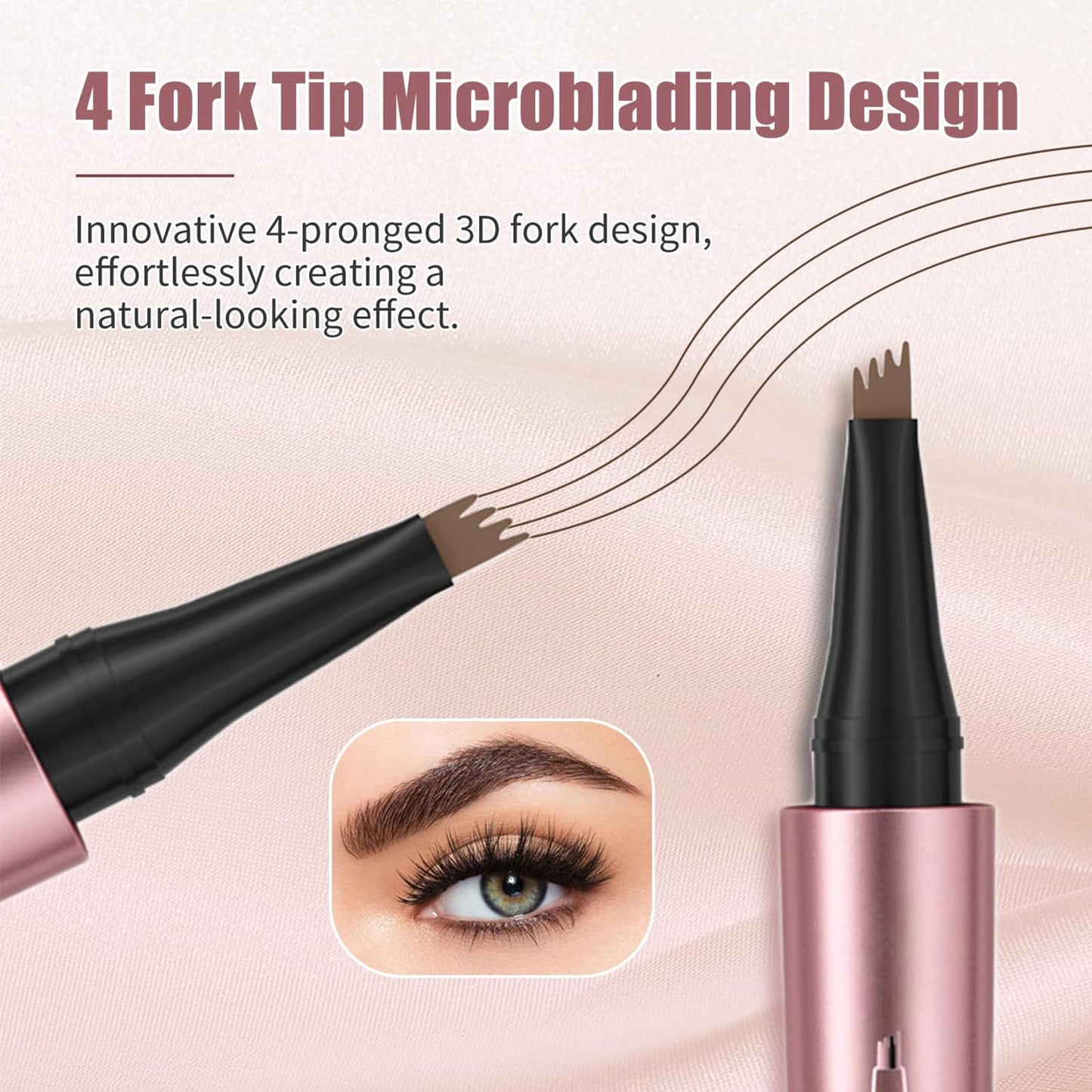 EONFAVE Eyebrow Pencil - Microblading Eyebrow Pen with 4 Micro-Fork Tip - New 3D Magic Eyebrow Pencil - Waterproof and Smudgeproof Brow Pen,Creates Natural Looking Defined Eyebrows