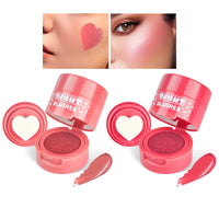 LOPHE Love Cushion Blush Cream, 2 Pcs Air Cushion Blusher with Heart-Shaped Applicator, Moisturizing Stamp Blush Cheek Rouge Soft Cream Blush, Natural-Look Cheek Tint Set Long Lasting Makeup (#02+#05)