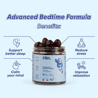 Rite Calm Gummies, Sleep Aid, Melatonin Alternative, Relaxation, Vegan, Natural Adaptogenic Botanicals, L-Theanine, Lemon Balm, Berries Flavour (60 Count,1 Month)