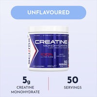 SCI-MX Creatine Monohydrate Powder • 250g • 100% Ultra Pure Micro-Instantised Creatine • Easy to Dissolve & Unflavoured • Supplement for Strength, Power & Performance • Vegan • for Men & Women
