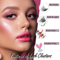 ocean pearl Individual Lashes with Lash Bond and Seal 120 Cluster Lashes Eyelash Extension Kit Thin Band Lash Clusters Wide Stem Lash Extensions Mix C/CC/D Curl 10-16mm Length False Eyelashes with Glue - OP28