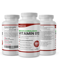 Vegan Vitamin B12 Methylcobalamin 1000mcg 180 Tablets (6 Months Supply) Made in The UK by Nutri-Ark