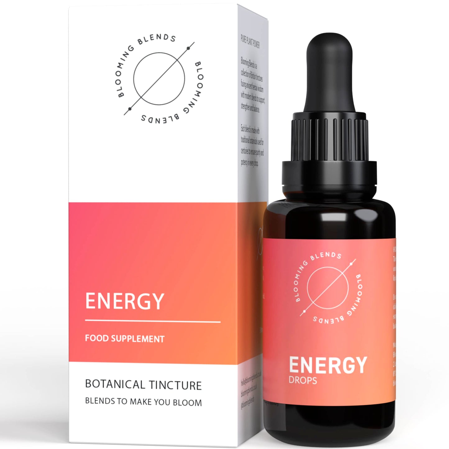 Energy Boost Tincture - Liquid Supplement for Body Recharge - Natural Herbal Drops with Hibiscus, Siberian Ginseng, Oat Straw, Rosehip, Gotu Kola, & Ashwagandha - ENERGY Drops by Blooming Blends, 30ml