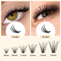 240Pcs Individual Lashes QUEWEL Cluster Lashes Individual Lash Extension 20D+30D D Curl Lashes Cluster DIY Look Like Eyelash Extensions Mix8-14mm at Home(20D+30D 0.07D MIX8-14mm)