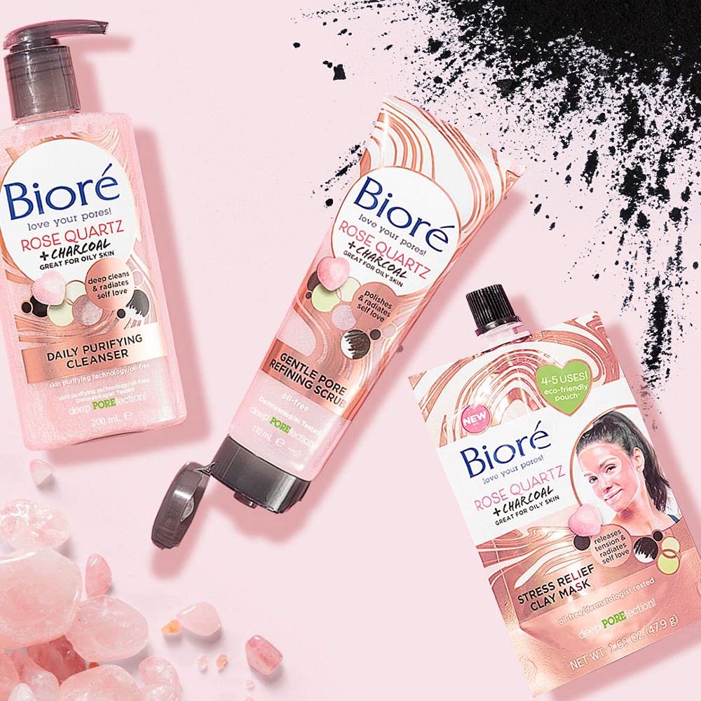 Bioré Biore Rose Quartz and Charcoal Stress Relief Clay Mask, 50 ml