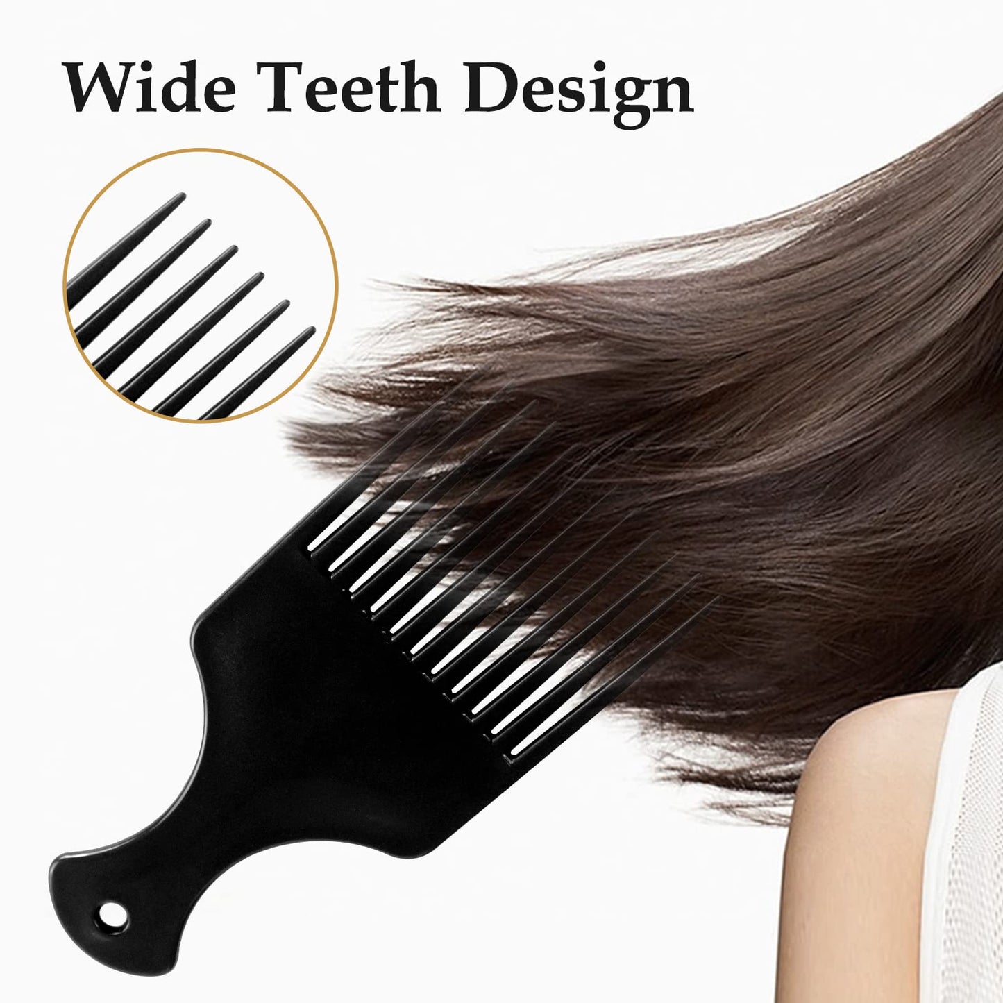sularpek Sularpek 2 Pcs Afro Hair Comb, Black Plastic Afro Hair Comb Hair, Hair Pick Comb, Smooth & Sturdy Wide Tooth Plastic Afro Pick, for Detangling And Styling, Curly, Wavy, Frizzy And Afro Hair