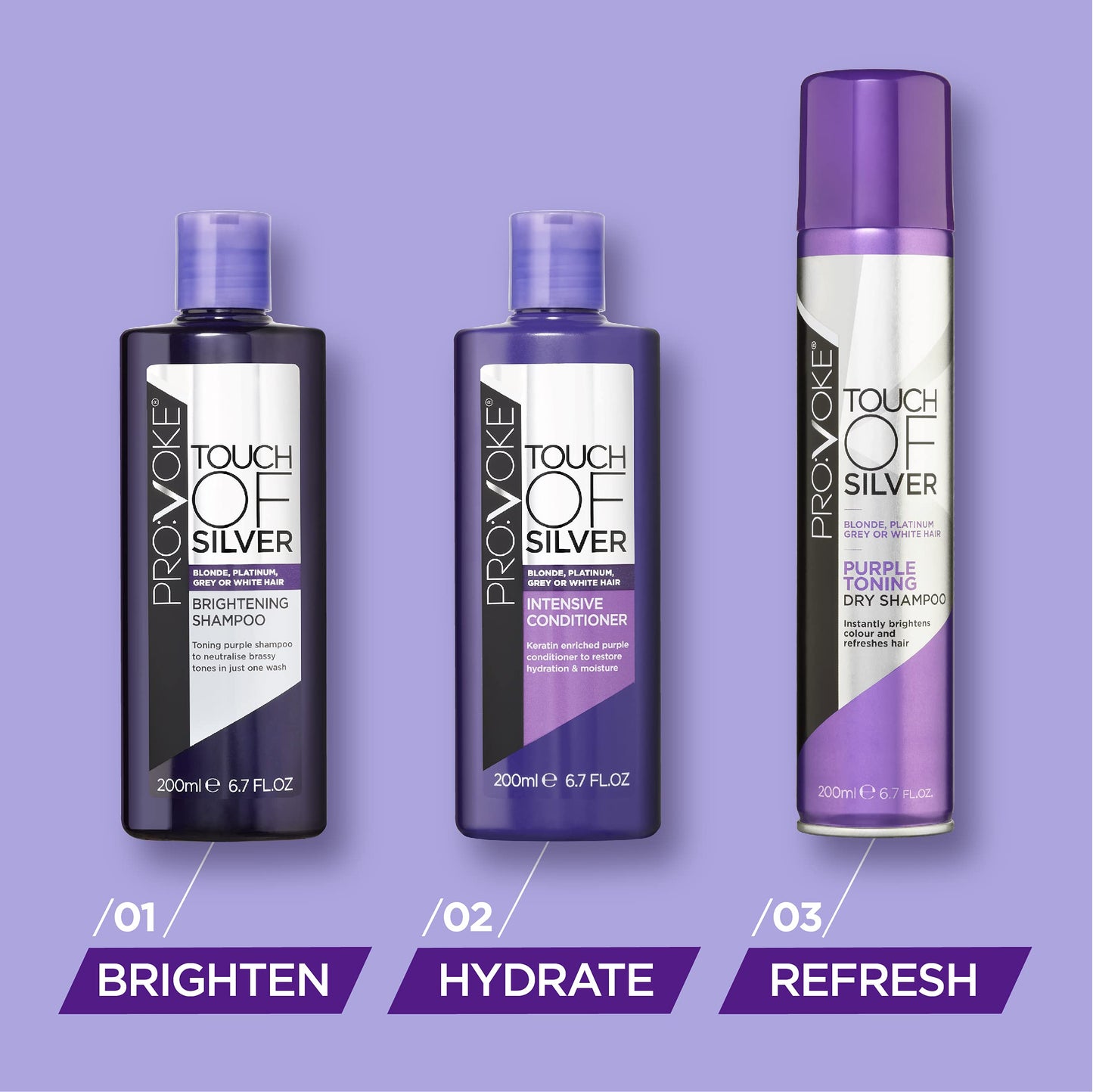 PROVOKE Touch of Silver Intensive Conditioner - for Blonde, Platinum, White or Grey Hair - 200 ml