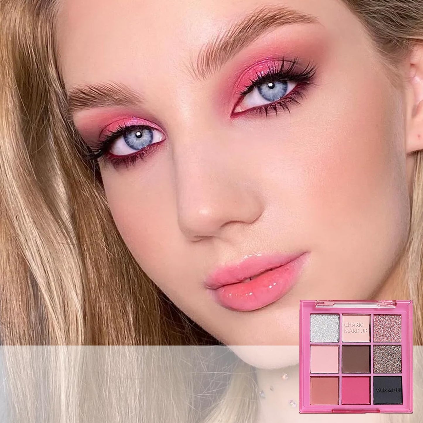 GEEWHILE Pink Eyeshadow Palette Brown Black Pink Matte Glitter Eye Shadow Pallets For Women, Highly Pigmented Long Lasting Pink Smokey Eyeshadow Make-Up Palettes Waterproof Blendable Pink Eyeshadow Palette