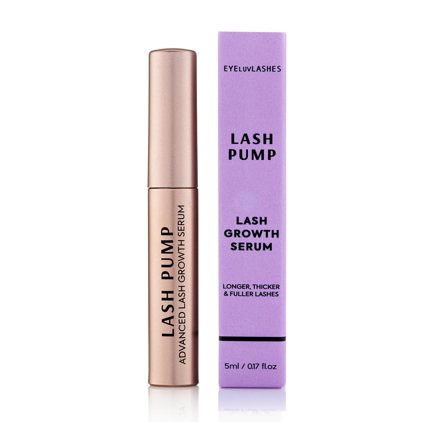 Eyeluvlashes PROFESSIONAL EYELASH EXTENSIONS Lash Growth Serum LASH PUMP for Lashes powerful lash growth formula for thicker & longer lashes including Biotin, Polypeptides, Amino acids, Provitamin B5, Rosemary leaf and tea tree root extract 5ml
