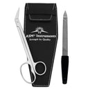 Asm Instruments ASM Toe Nail Scissors Clippers + Nail File with Pouch - Extra Long Handle Stainless Steel Toenail Scissor for Fingernail & Thick Ingrown Toenails Chiropody Podiatry Nail Clippers for Women & Men