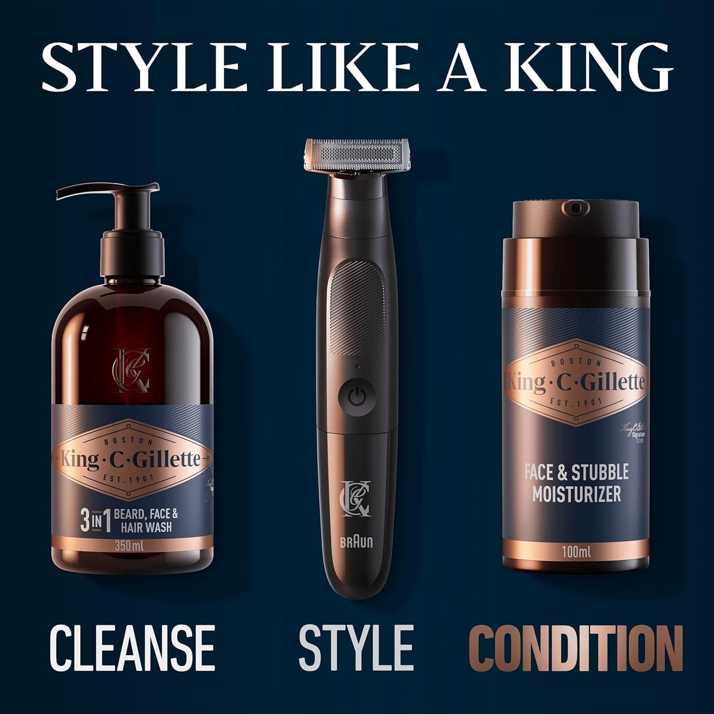 King C. Gillette Face & Beard Moisturiser for Men with Vitamin B (B3), B5 Complex & Argan Oil, 100 ml, (Pack of 2)