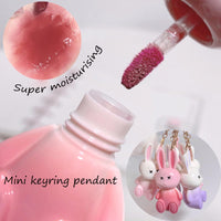 Bekoeen 3Psc Rabbit Lip Gloss Keyring,Moisturising Sparkling Jelly Lip Gloss,Crystal Lip Tint Korean Chinese Makeup, Hydrating Sweet Lip Glaze Set,Cute Lipgloss Set For Girls