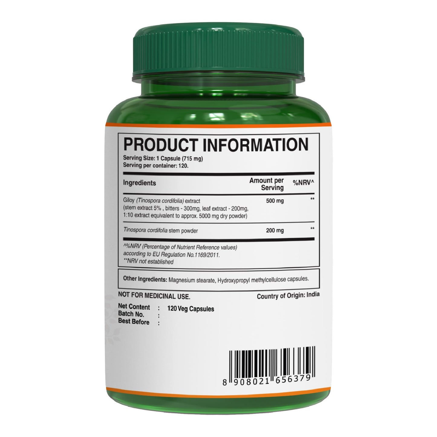 PURENUTRITION ME Pure Nutrition Giloy Supplement Made with Giloy Stem Extract, Leaf Extract & Stem Powder | Equivalent to 5200mg Giloy Powder | Antioxidant and Immune Support | Non-GMO | Once Daily | 120 Days Supply.