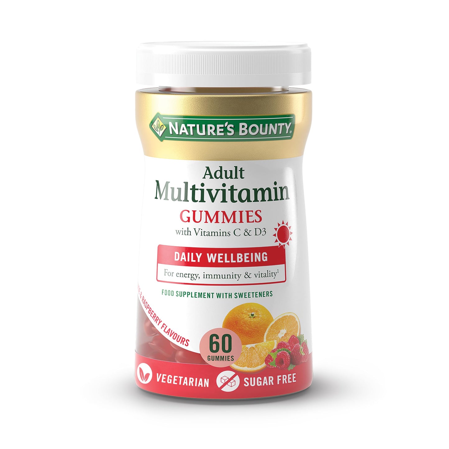 Nature's Bounty Adult Multivitamin Gummies - Pack of 60 Gummies, Two-a-Day - with Vitamin B6, B12, D3, C and Biotin - for Everyday Wellbeing - Immune Support and Bone Health