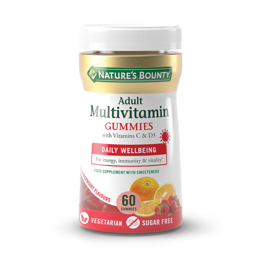 Nature's Bounty Adult Multivitamin Gummies - Pack of 60 Gummies, Two-a-Day - with Vitamin B6, B12, D3, C and Biotin - for Everyday Wellbeing - Immune Support and Bone Health