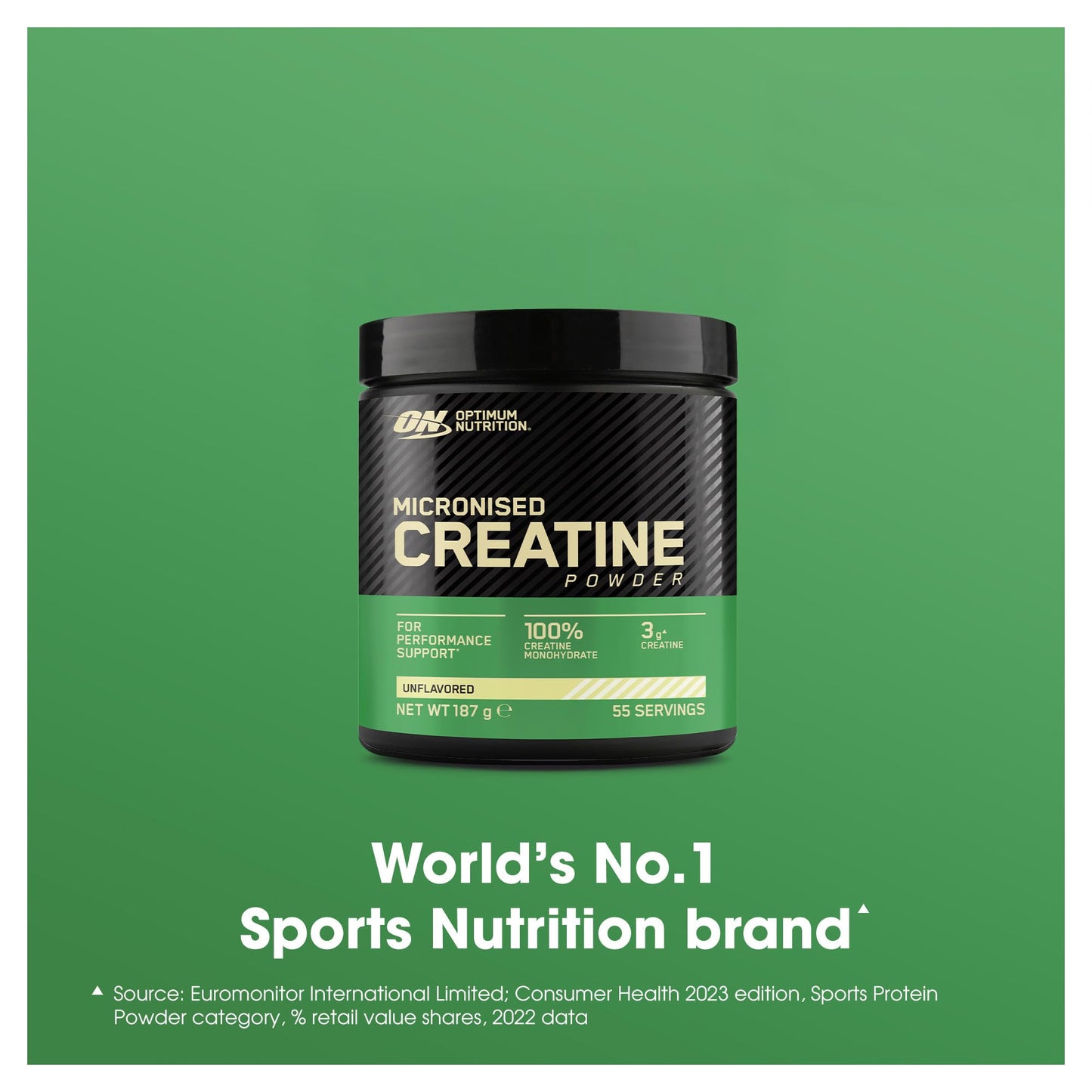 Optimum Nutrition Micronised Creatine Monohydrate Powder – 3 g of Pure Creatine per Serving to Support Performance During High‑Intensity Training – Unflavoured Pre and Post Workout Supplement – 187 g