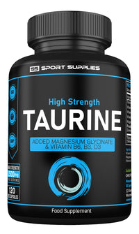 SS Sport Supplies Taurine Supplement 1500mg Capsules Per Serving - Added Magnesium Glycinate, Vitamin B6, B3 and Vitamin D3-120 High Strength Taurine Capsules - (2 Capsules Per Serving)