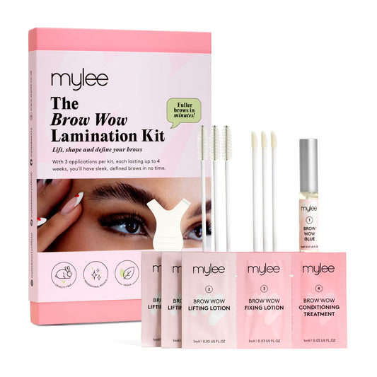 MYLEE Mylee Brow Wow Lamination Kit – Eyebrow Lamination Kit for Fuller, Fluffier, Defined Brows – 3 Applications – 4-Step System with Glue, Lifting, Fixing & Conditioning – Vegan & Cruelty-Free