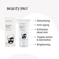 BEAUTYPRO BLACK PEEL Off Charcoal Mask 40ml Tube | Peel Off Face Masks with Activated Charcoal, Gingko Biloba, Tea Tree, & Lemon | Targets Blackheads & Pores |