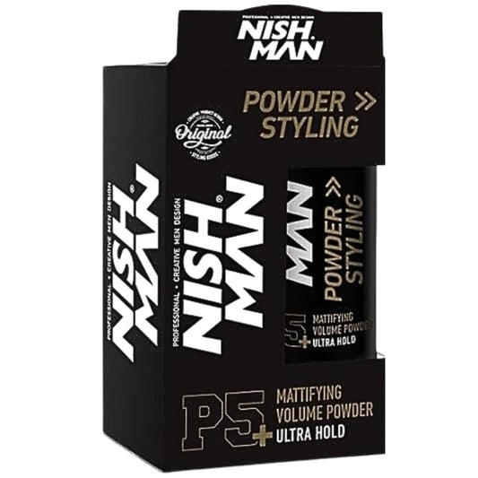 nishman NISHMAN Hair Volume Powder, 20 gr | Ultra Hold | Natural Matte Look | Hair Styling Powder Men | Hair Texture Powder Wax | Texturising, Volumising Hair Powder Men (P5+ Ultra Hold)