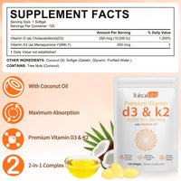 mysemgshuo 120 Count Vitamin D3& Vitamin K2, Vitamin D3 K2 Softgel (MK-7), Vegan Vitamin D3 K2 Supplement, Free of GMO, Gluten, Soy (B)