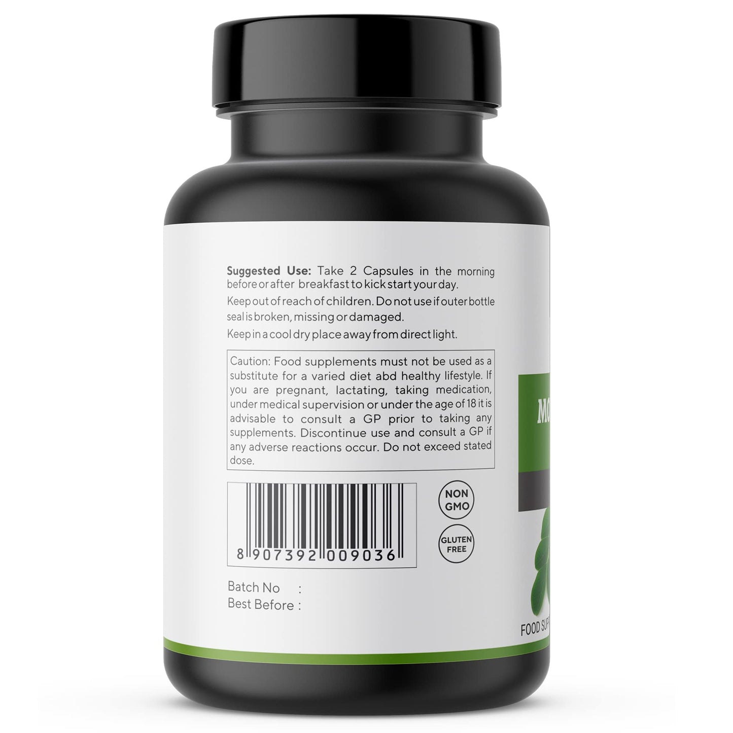 Yelixir Nutrition Moringa Capsules 5450mg, 120 Vegan Capsules, High Strength Moringa Leaf Extract with Black Pepper, Pure Formula with No Added Fillers