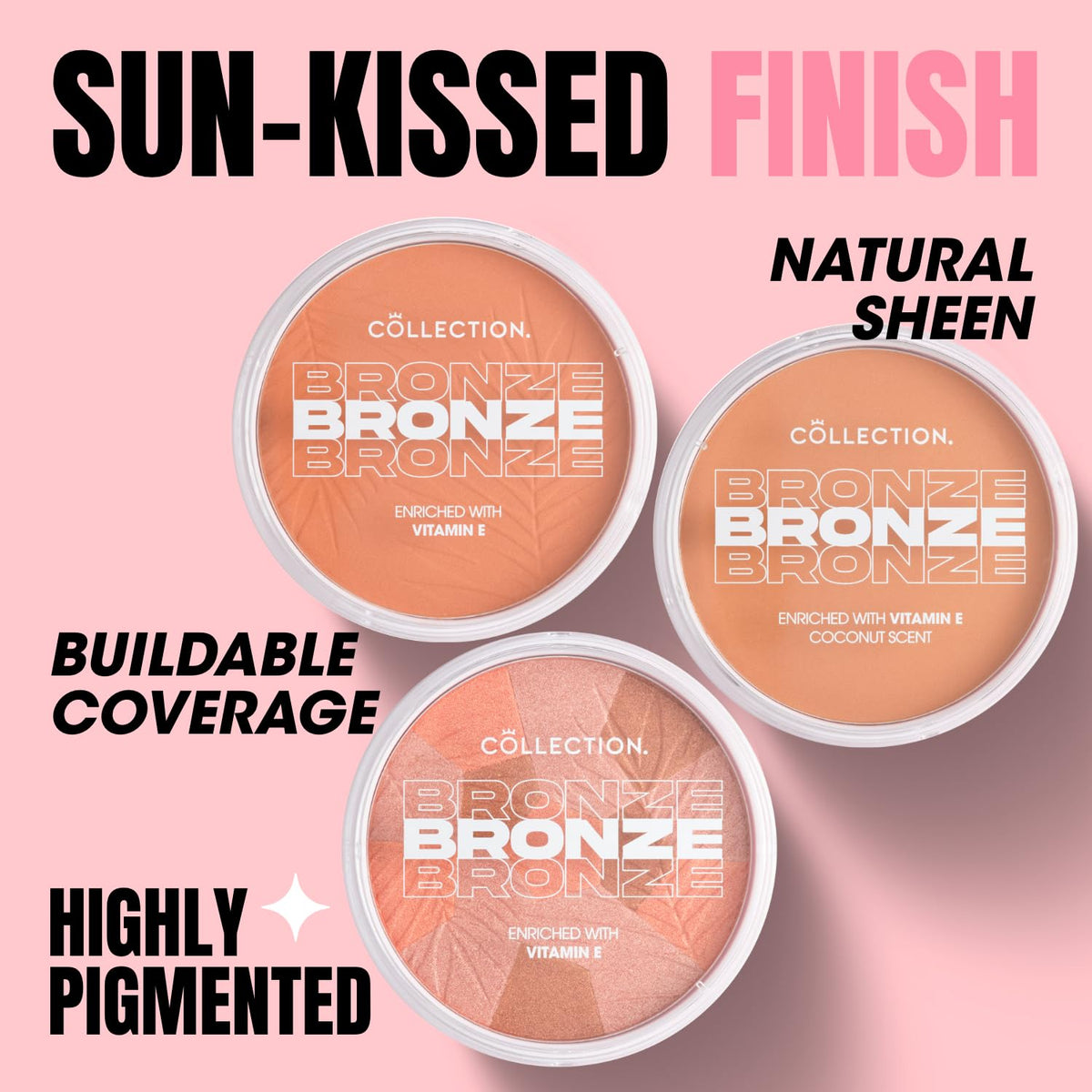 Collection Cosmetics Bronze Glow, Highly Pigmented Bronzer, 15g, Mosaic Sunkissed