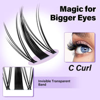 BelleQiana B&Q Fairy Cluster Lashes Kit 8-18mm Individual Eyelashes Invisible Band 144pcs Manga Lashes Eyelashes Individual Kit Soft & Waterproof Lash Clusters with Bond & Seal & Removal (Kit-Fairy Lash)