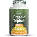 Triphala Powder Organic Capsules - 2000 mg - 240 Capsules - Pure Whole Fruit Triphala Organic Capsule - Natural Constipation Relief & Digestion Support - FuelFinity® - Clean Ayurvedic Detox Vegan