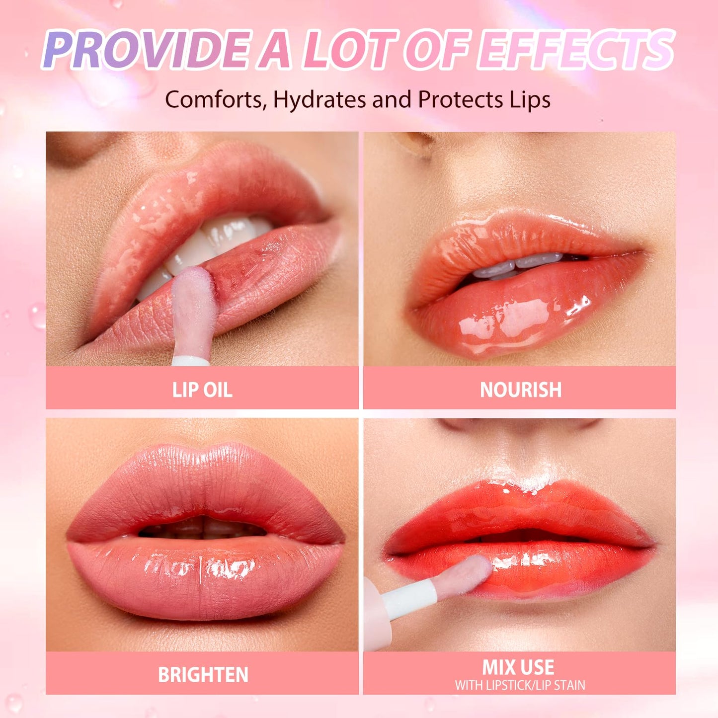 LANGMANNI Moisturizing Lip Oil,No-Sticky Lip Gloss Lip Balm Lip Care,Fruit Flavoured Lip Oil For Dry Lip's Moisturizing Hydrating And Nourishing (Cherry)