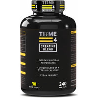 Time 4 Nutrition Time 4 Creatine Blend - 240 Creatine Capsules Not Creatine Tablets, 30 Day Supply, Unique Blend of 4 Types of Creatine, 6000mg Per Daily Serving Improve Muscle Strength Vegan Friendly & Gluten Free