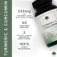 Turmeric & Curcumin 500mg - 95% Curcuminoids - High Strength with Black Pepper for Enhanced Absorption - 60 Vegan Capsules - Natural Anti-Inflammatory - UK-Made - No Additives - G&G Vitamins