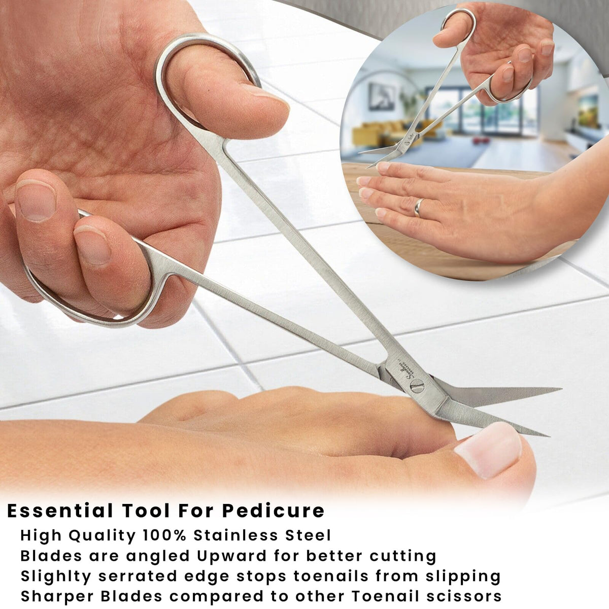 Sandbros Long Handled Toenail Clippers for Thick Nails, 19cm Angled Tip Long Handled Nail Scissors for Toenails, Heavy Duty Long Handled Toenail Scissors for Thick Nails, Podiatry Tools for Elderly, Back Pain