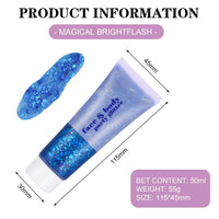 Dacitiery 3Pcs Body Glitter Gel Kit, 50ml Mermaid Sequins Chunky Glitter Liquid Gel for Face, Body, Eye, Hair, Nail DIY Art Festival Party Makeup Decoration