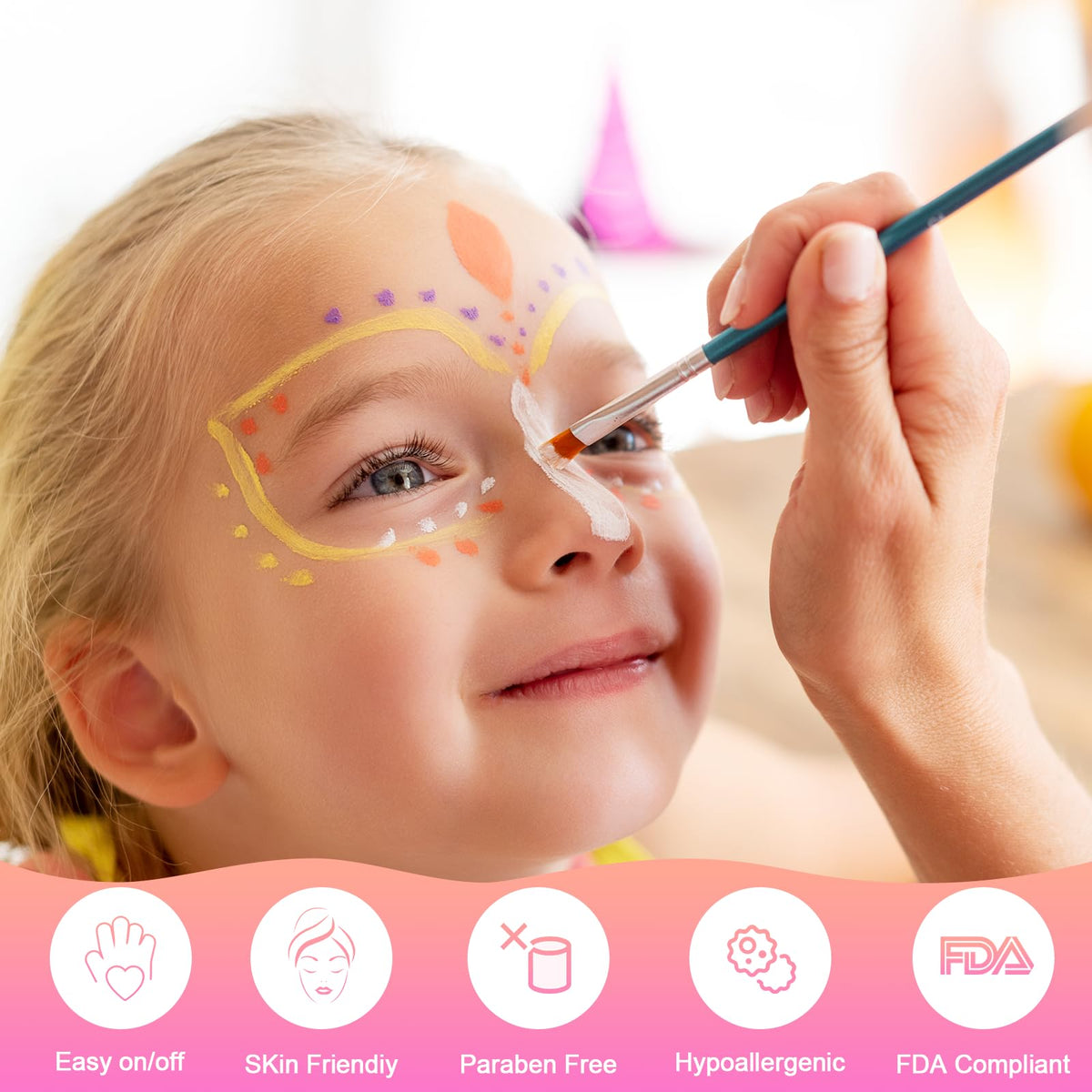 selutiya Selutiya Face Painting Kit 16 Colors Face Paint With 11Paint Brushes Safe and non-toxic Rainbow Face Paint Body Paint for Kids Adults Suitable for various festival makeup, party role play