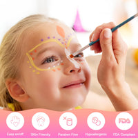 selutiya Selutiya Face Painting Kit 16 Colors Face Paint With 11Paint Brushes Safe and non-toxic Rainbow Face Paint Body Paint for Kids Adults Suitable for various festival makeup, party role play
