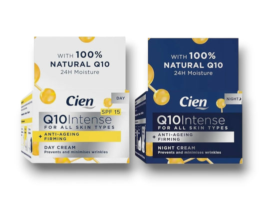 Cien - Lidl | Anti - Ageing Firming Set | Q10 Intense | Day Cream - SPF 15 & Night Cream | Prevents & Minimises Wrinkles | 50mL Each