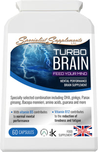Specialist Supplements Turbo Brain (Mental Performance Brain Supplement), 60 Capsules
