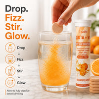 Ayaani Glow Orange Glutathione Beauty Drink | 1000mg Gluta + C with Glutathione 500mg + Vitamin C 500mg | Skin Glow, Brightening, Radiance & Even Tone | Zero Sugar, No Fillers | 20 Tablets