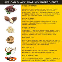 UNIQUE AROMAS Unique Aromas African Black Soap Skin Care, All in One Body Wash, Face Wash, Shampoo & Shaving Soap with Fair Trade Shea Butter Organic Soap for Acne, Rashes, Scar Removal (Unscented, 300g)