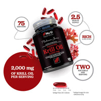 Antarctic Krill Oil Super Strength 2000mg - 150 Softgels Capsules - with Astaxanthin & Phospholipids - Omega 3 Fish Oil Alternative - Source of EPA & DHA - Made in the UK - Nu U Nutrition