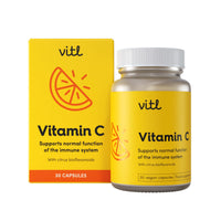 VITL Vitl Vitamin C 500mg Supplement - 30 Vegan Easy to Swallow Capsules - Support Normal Functioning of the Immune System - 1 Month Supply