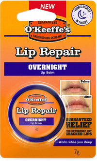 O'Keeffe's Lip Repair Lip Balm Unscented 4.2g & Lip Repair Overnight 7g (Twin Pack)