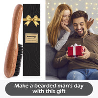 BEAUNTANGLY Beard Brush, 100% Real Wild Boar Bristle Walnut Wood Beard & Mustache Comb Brush for Men’s Beard Grooming and Care, Gift for Men to Straighten and Promote Beard Growth