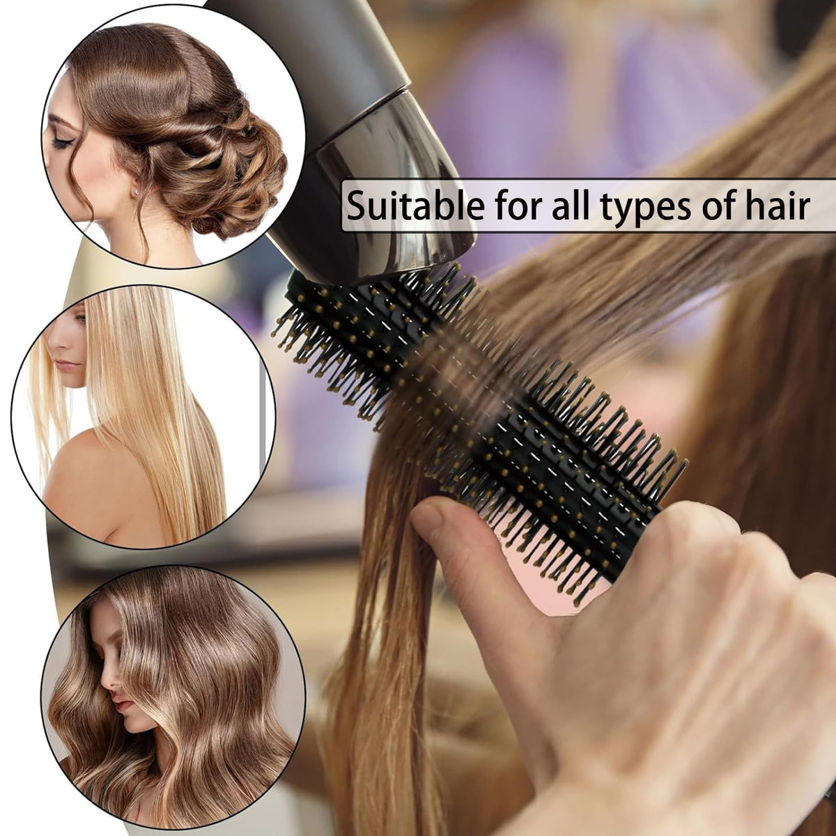 WNXBFO Hair Brush Women, Hairbrush, Hairbrushes for Women, Hair Brush for Blow Drying, Round Hair Brushes for Hair Blow Drying, Straightening, Styling, Curling