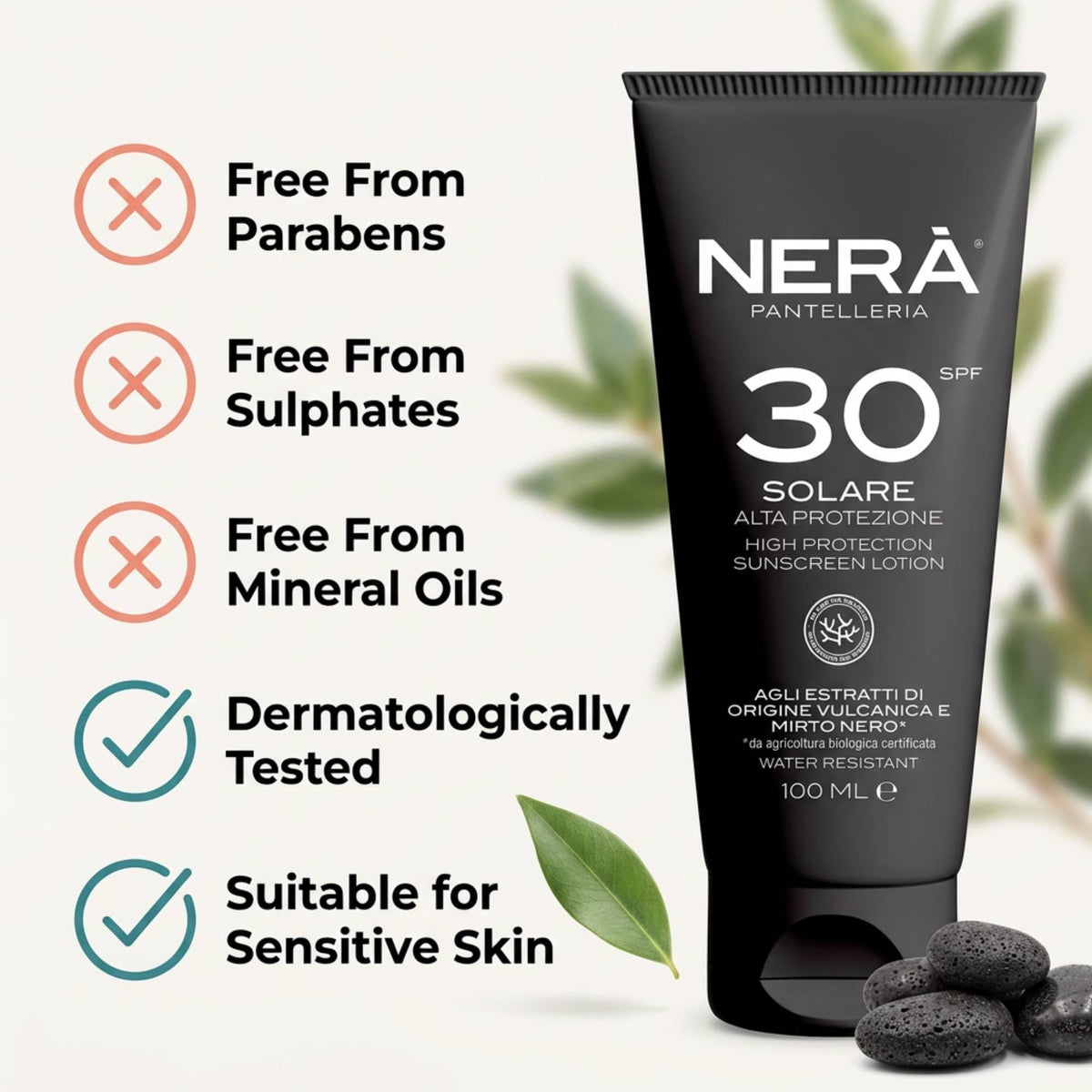 KP Pharma NERA SPF 30 Sunscreen Body Lotion – UVA & UVB Protection, Lightweight, Water-Resistant, Hydrating Formula with Black Myrtle & Volcanic Stone Extracts, Antioxidant-Rich & Dermatologically Tested, 100ml